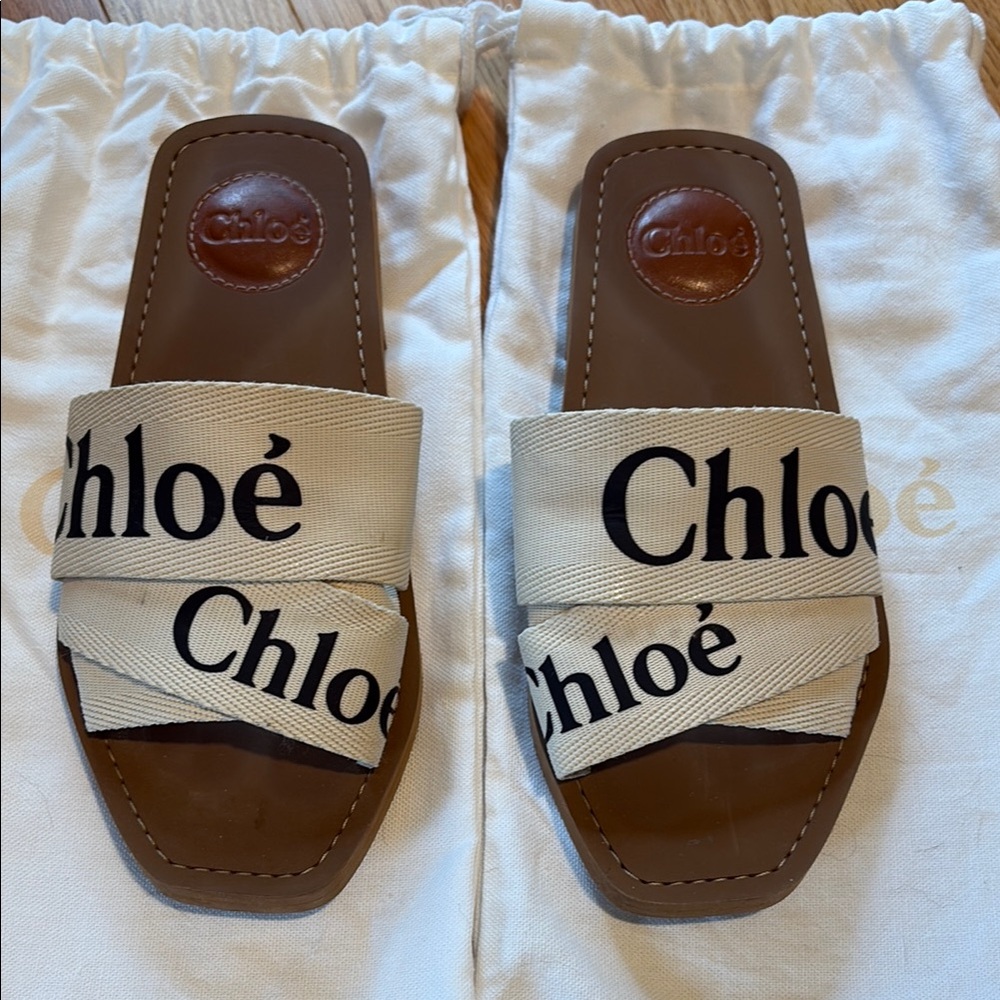 Chloe Brown and Cream Slide Sandals with Luxurious Design